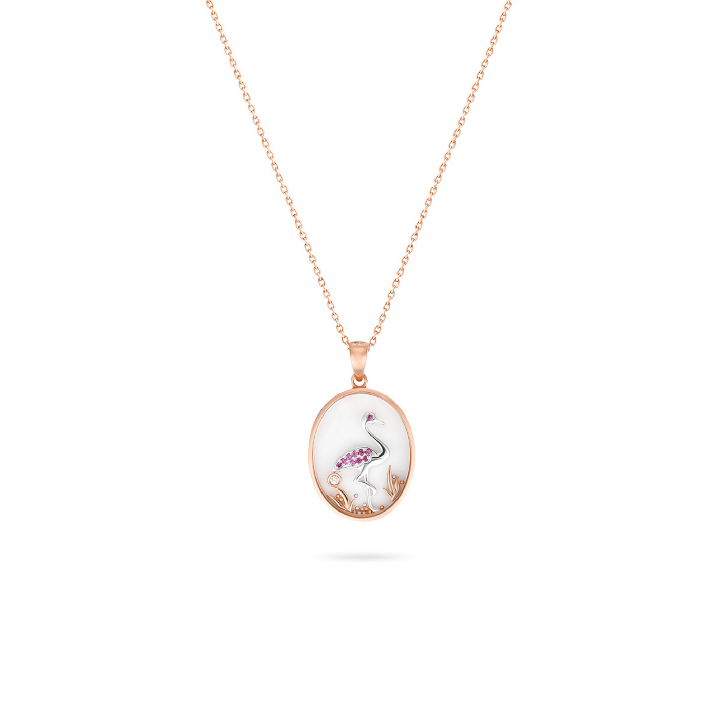 ICONS Rose Gold Diamond Flamingo Pendant