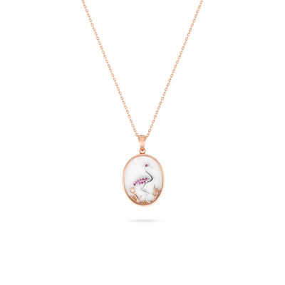  ICONS Rose Gold Diamond Flamingo Pendant
