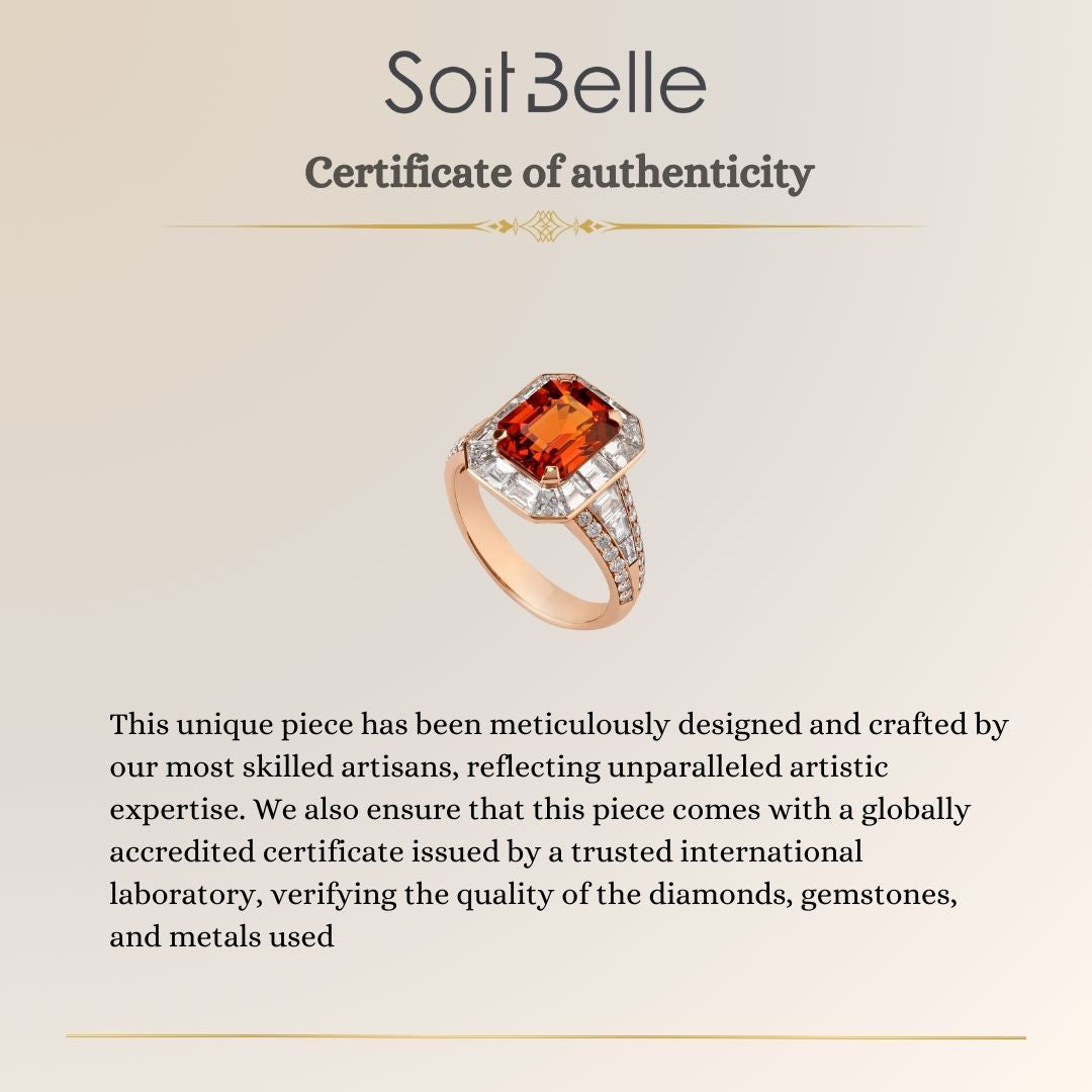 LA MINIERA Rose Gold Diamond ring with Natural Spessartine Garnete