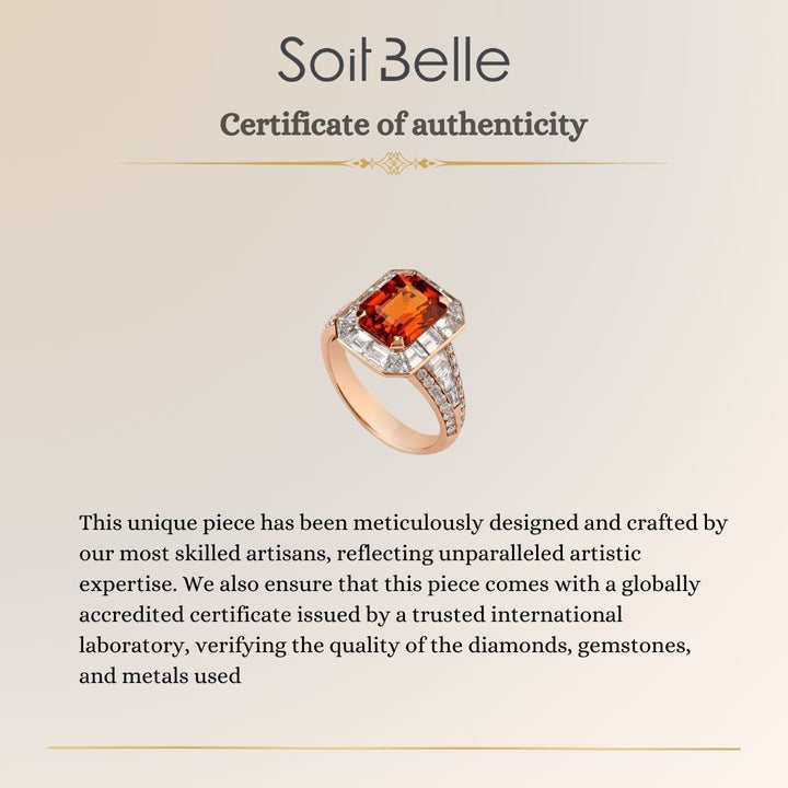 LA MINIERA Rose Gold Diamond ring with Natural Spessartine Garnete