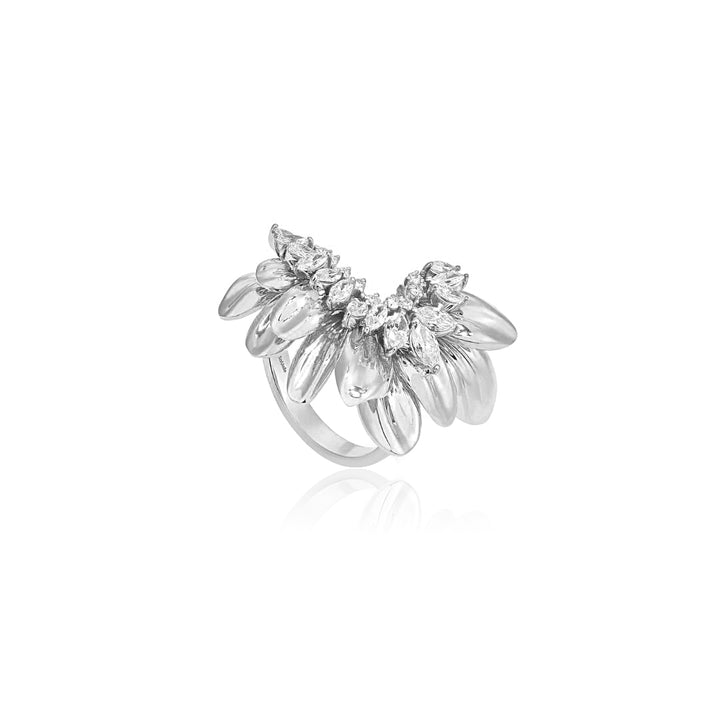 RONZA White Gold Leaves Flower 