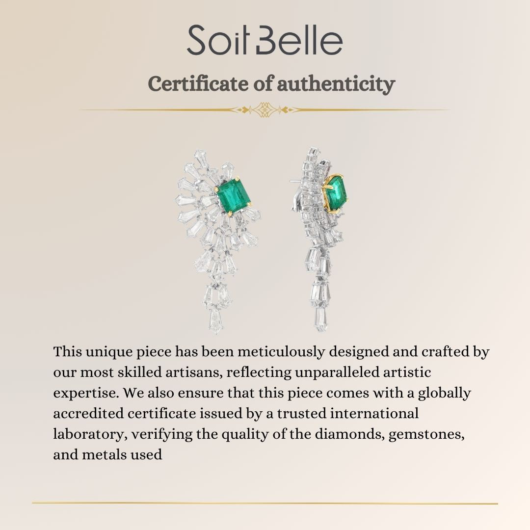 White Gold Diamond Emerald Earring