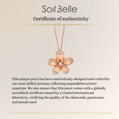 RONZA Rose Gold Flower Pave Diamond Pendant.