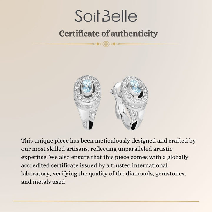 White Gold Diamond Earring natural aquamarine