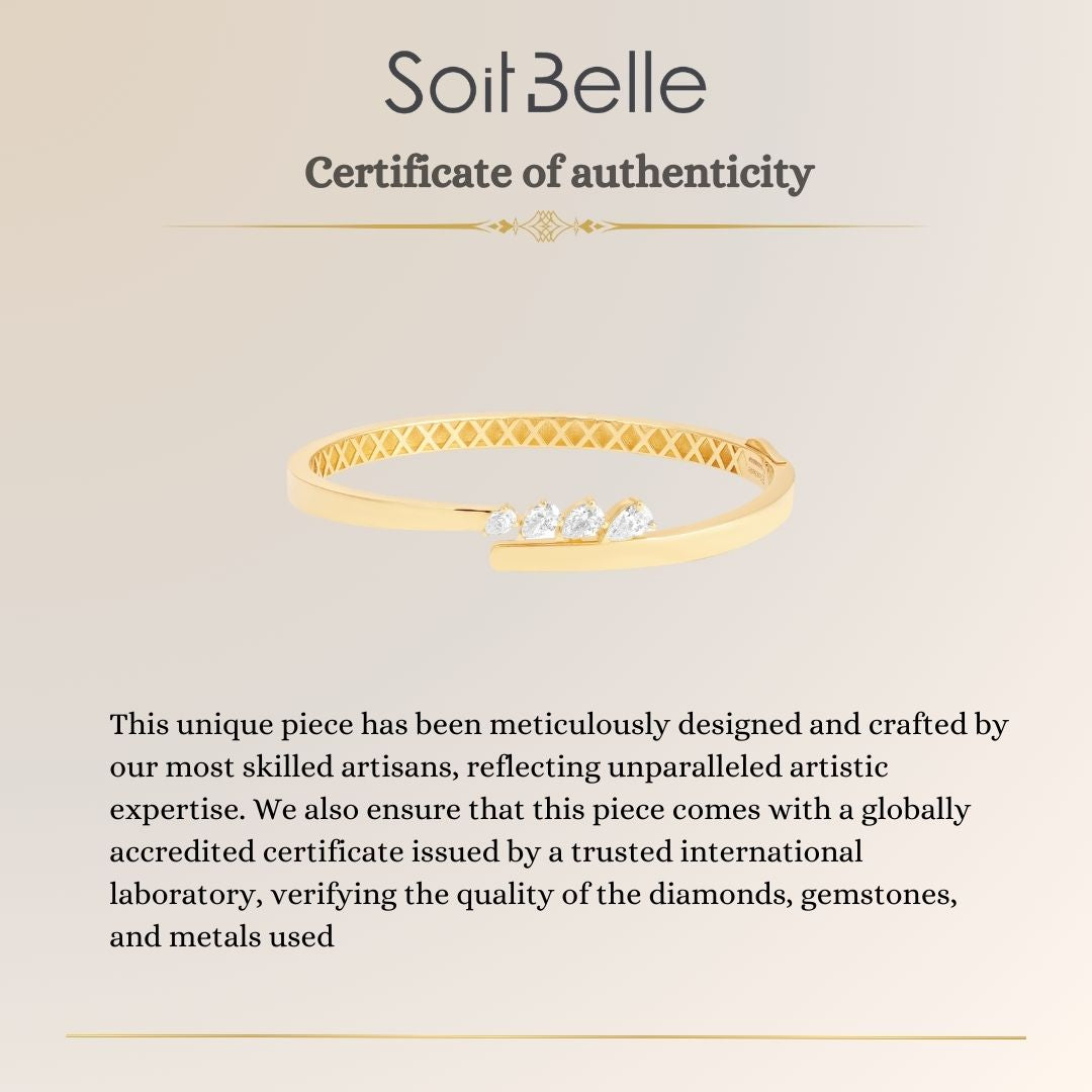 ETOILE Yellow Gold Slanting Pear Diamond Bangle