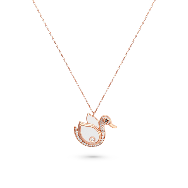 ICONS Rose Gold Diamond Swan Pendant
