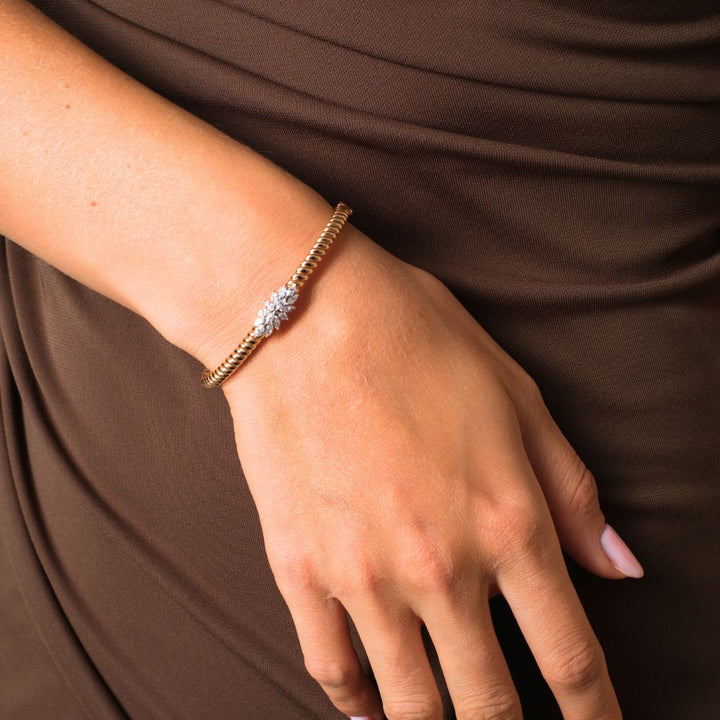 Lucien Jolie Twisted Rose Gold Diamond Bangle