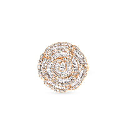 RONZA Rose Gold Flower petal diamond ring