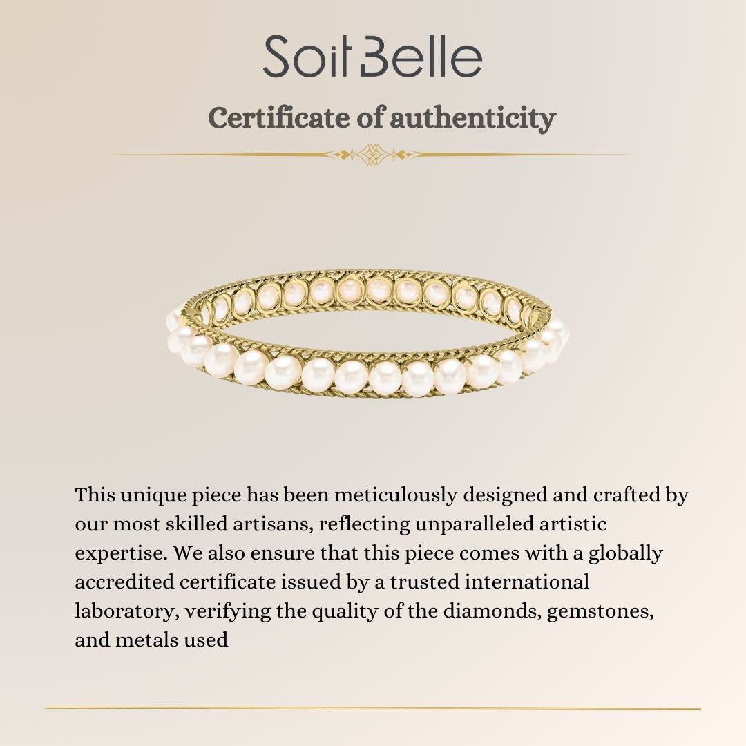 BAHR Yellow Gold White Pearl Bangle