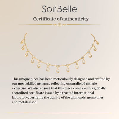 ETOILE Yellow Gold Choker with Dangling Pear and Round Diamonds