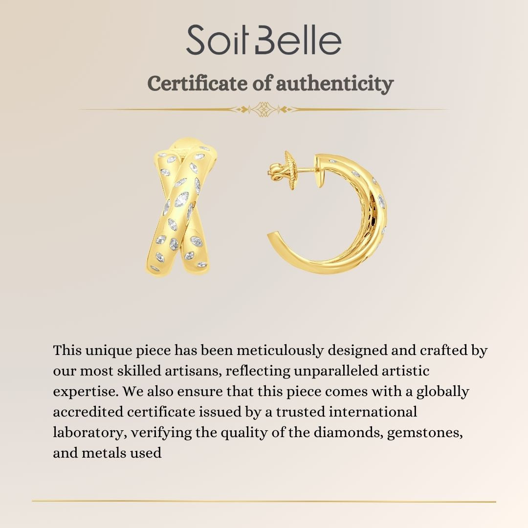 ETOILE Yellow Gold Half moon hoop Diamond Earring