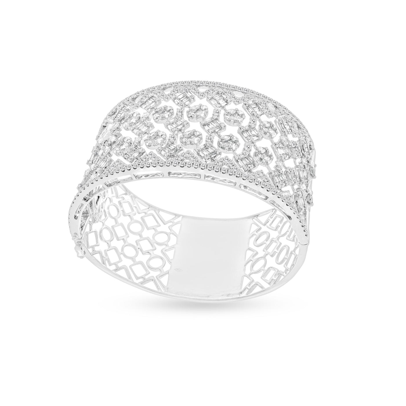 White Gold Thick Diamond Bangle