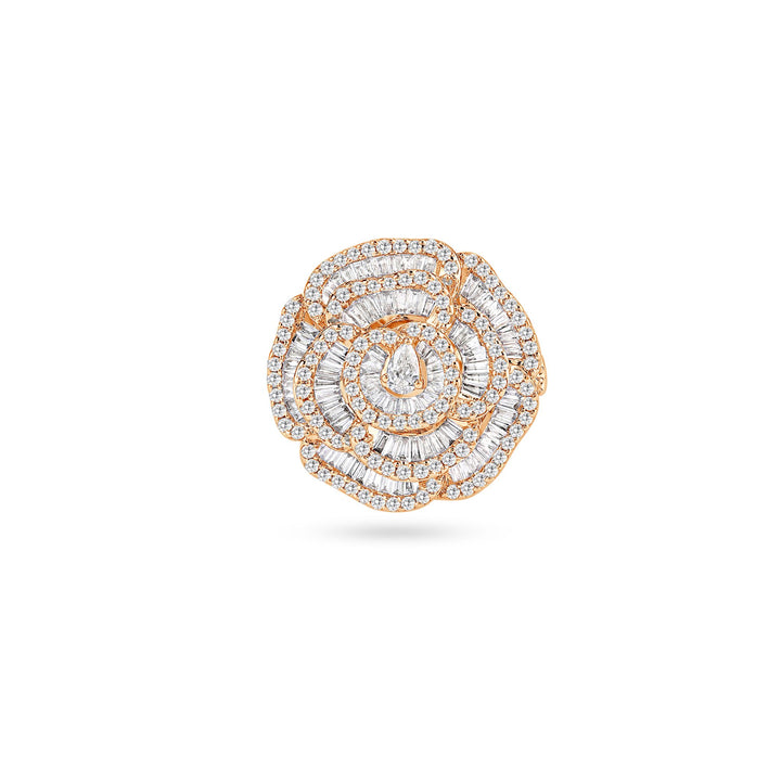 RONZA Rose Gold Flower petal diamond Earring