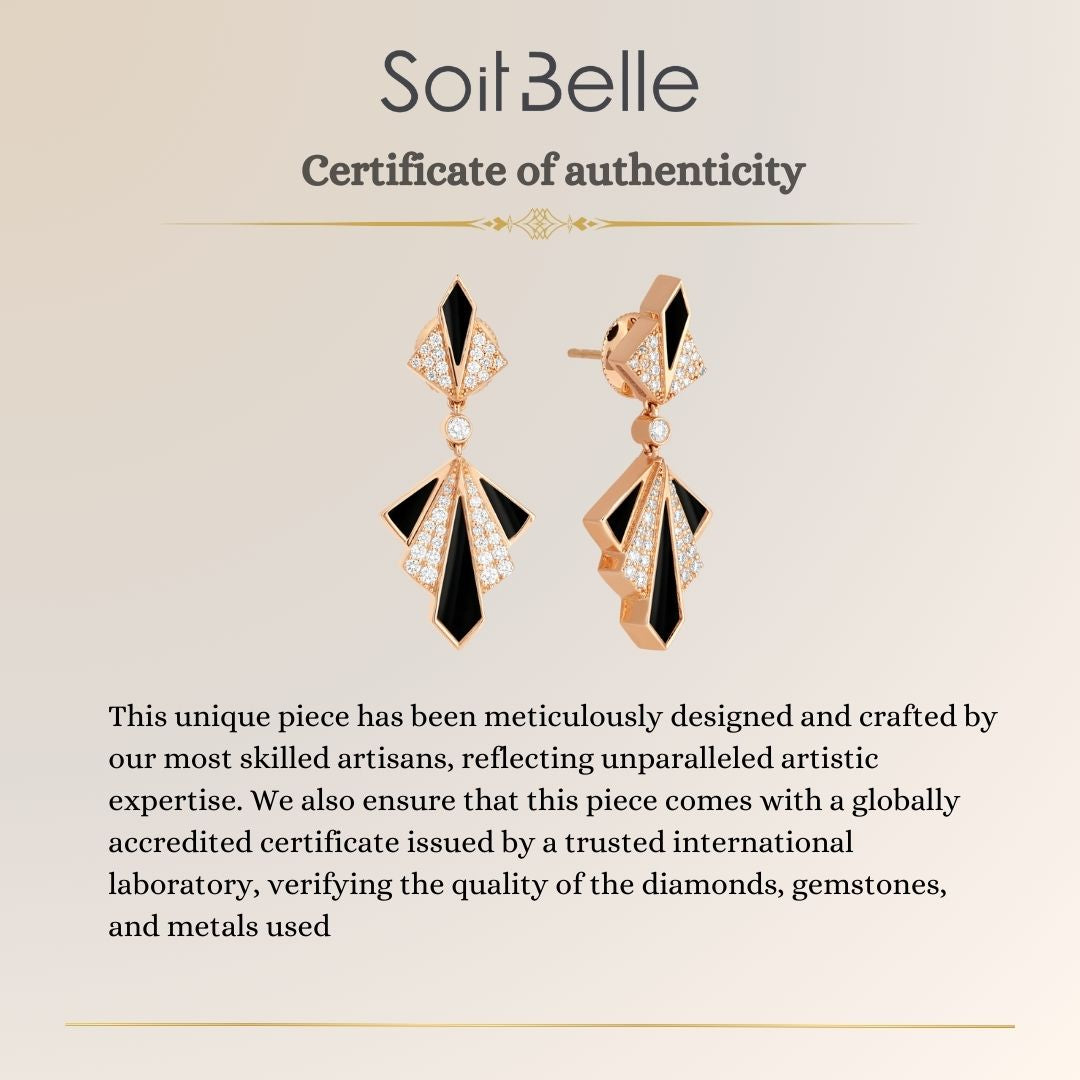 VISTA Rose Gold Onyx Earring 