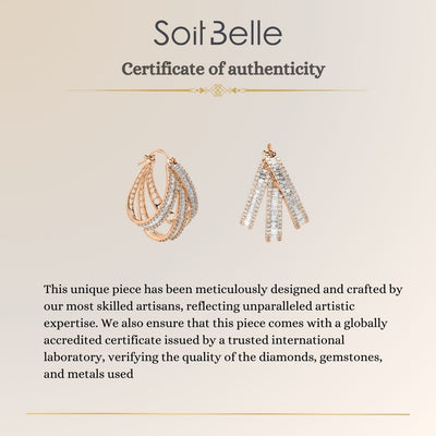 DILARA Rose gold three lines diamond hoops