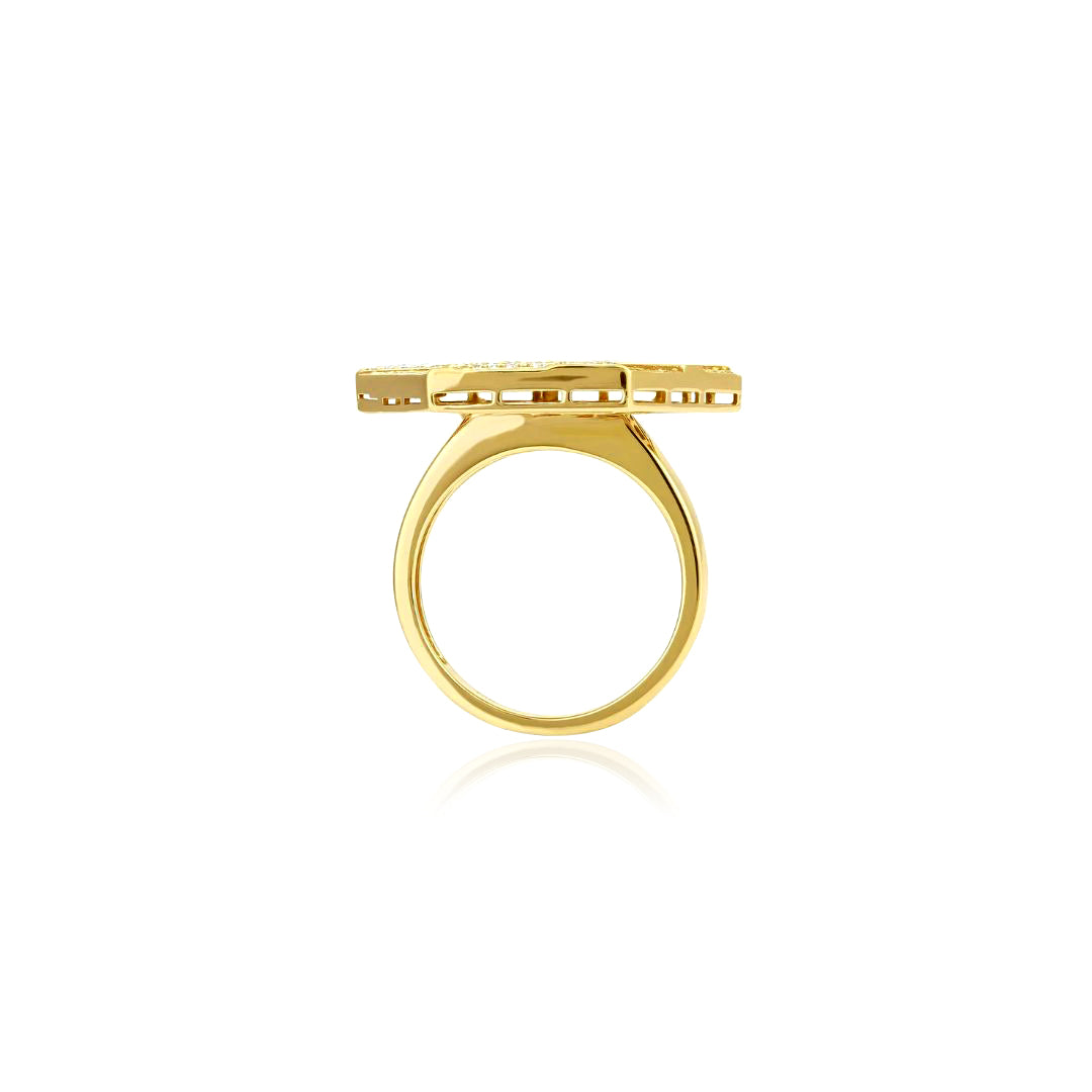 VISTA Yellow Gold Hexagon Diamond Ring