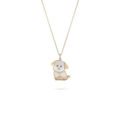  ICONS Yellow Gold Diamond puppy Pendant