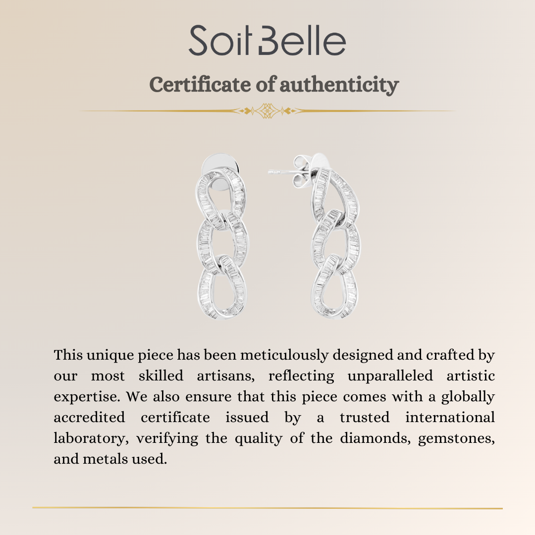 Gold Baguette Diamond Earrings