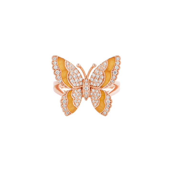 Citrine Diamond Butterfly Ring