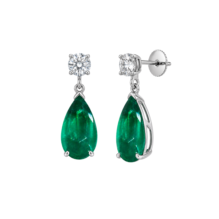 Green Emerald &amp;amp; Diamond Earrings