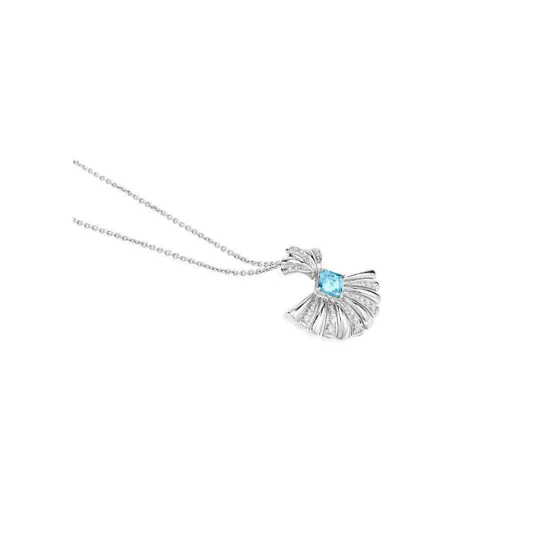 White Gold Topaz Diamond Pendant