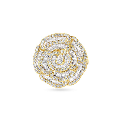 RONZA Yellow Gold Flower petal diamond ring