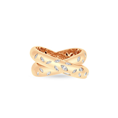 ETOILE Rose gold thick overlapping diamond ring