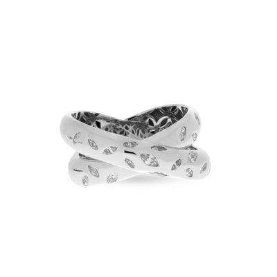 ETOILE White gold thick overlapping diamond ring
