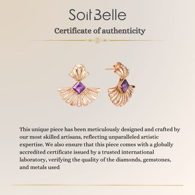 ETOILE Rose Gold Diamond Earring With Natural Amethyst