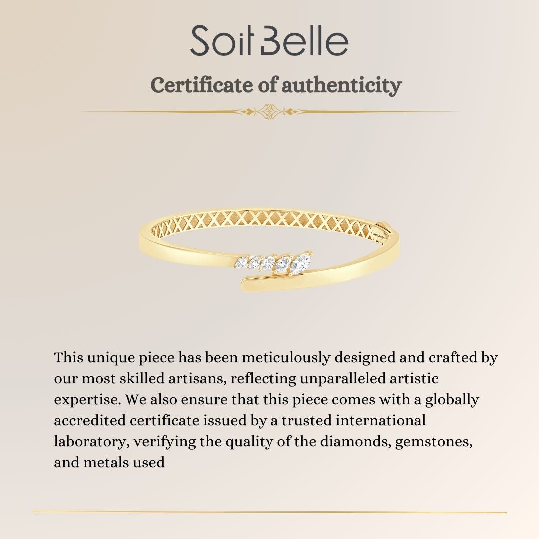 ETOILE YELLOW Gold Slanting Marquise Diamond Bangle