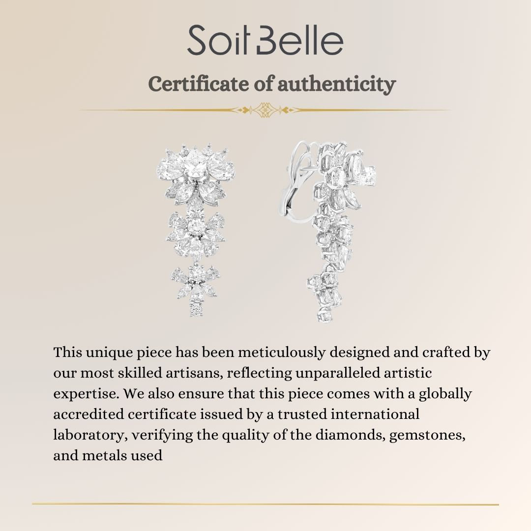 White Gold Flower Diamond Earring