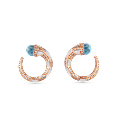 Soit Belle Signatur Rose Gold Diamond Earrings with Natural Topaz