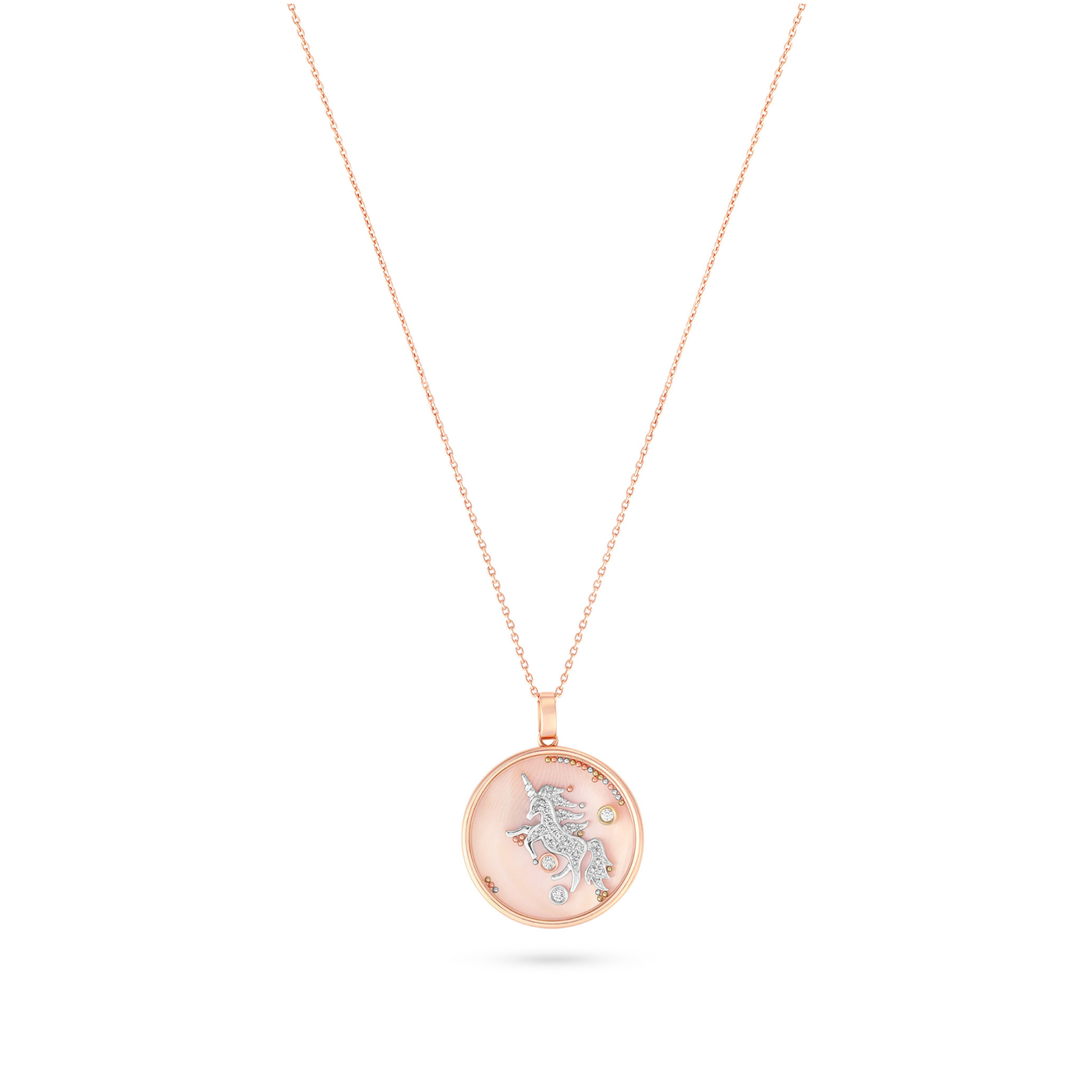 Rose Gold Diamond Unicorn Pendant