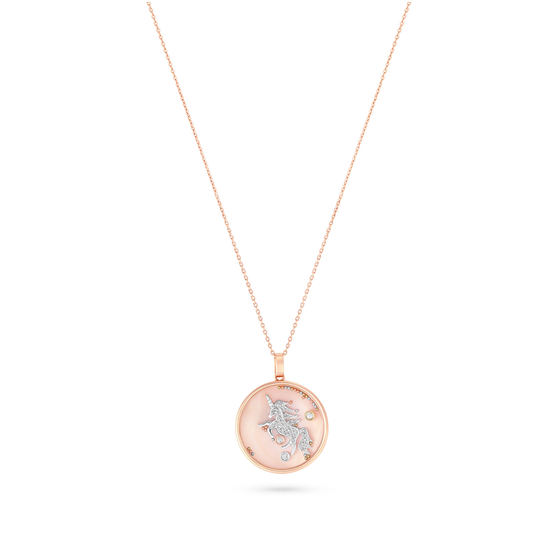 Rose Gold Diamond Unicorn Pendant