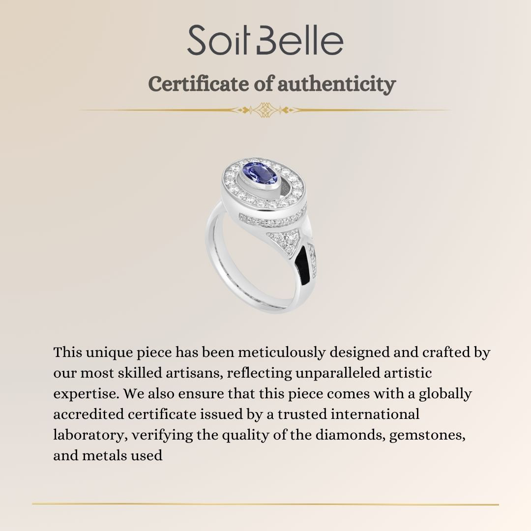 D' OPRAH white Gold Diamond Ring natural tanzanite