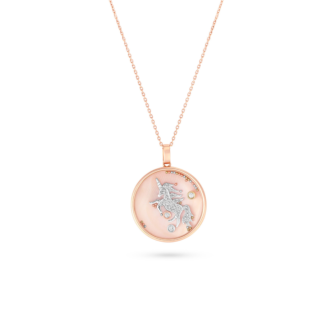 ICONS Rose Gold Diamond Unicorn Pendant