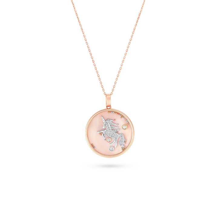 ICONS Rose Gold Diamond Unicorn Pendant