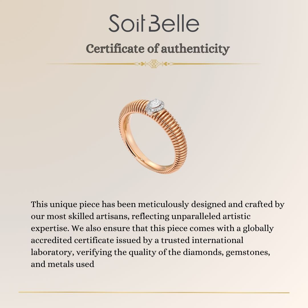 Lucien Rose Gold Spiral Pear Diamond Ring