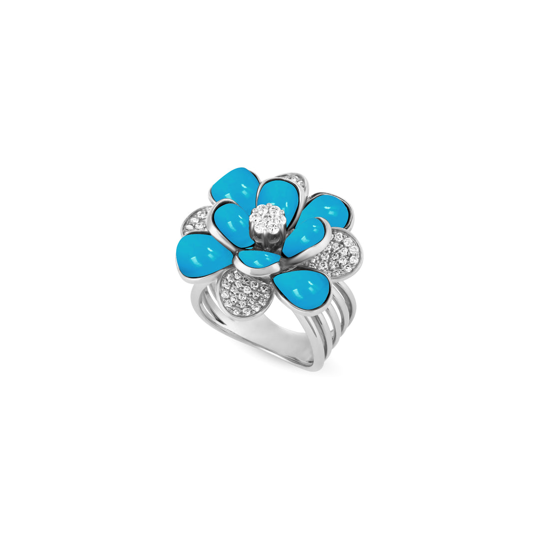 RONZA White Gold Diamond Ring with Black Onyx