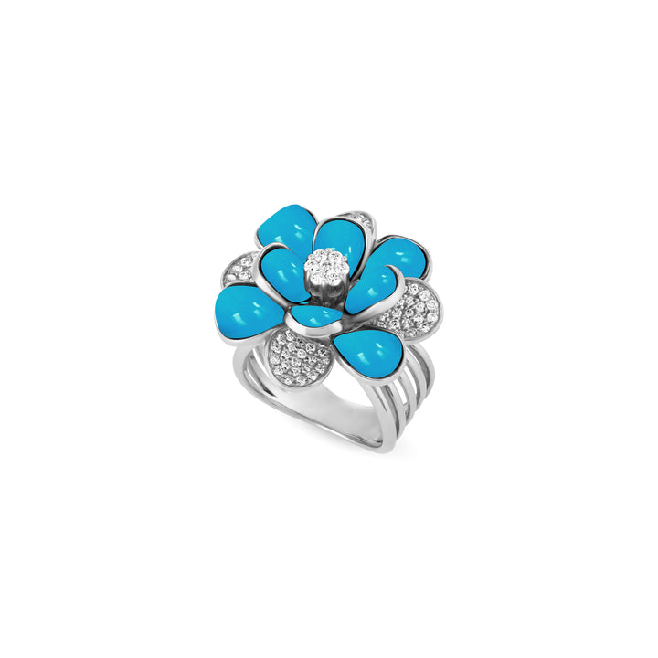 RONZA White Gold Diamond Ring with Black Onyx