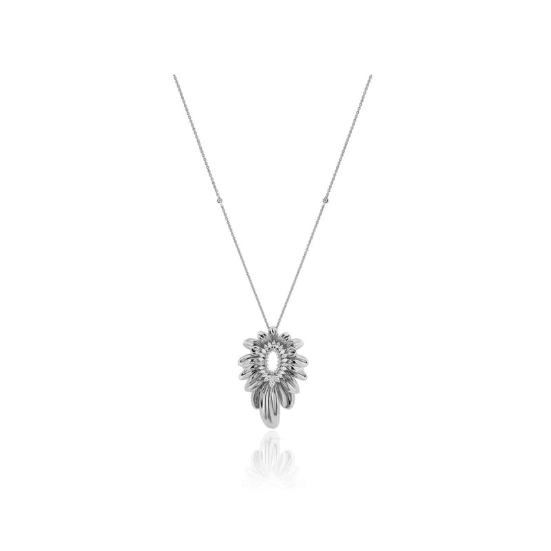 RONZA White Gold Leaves Marquis Diamond Pendant.