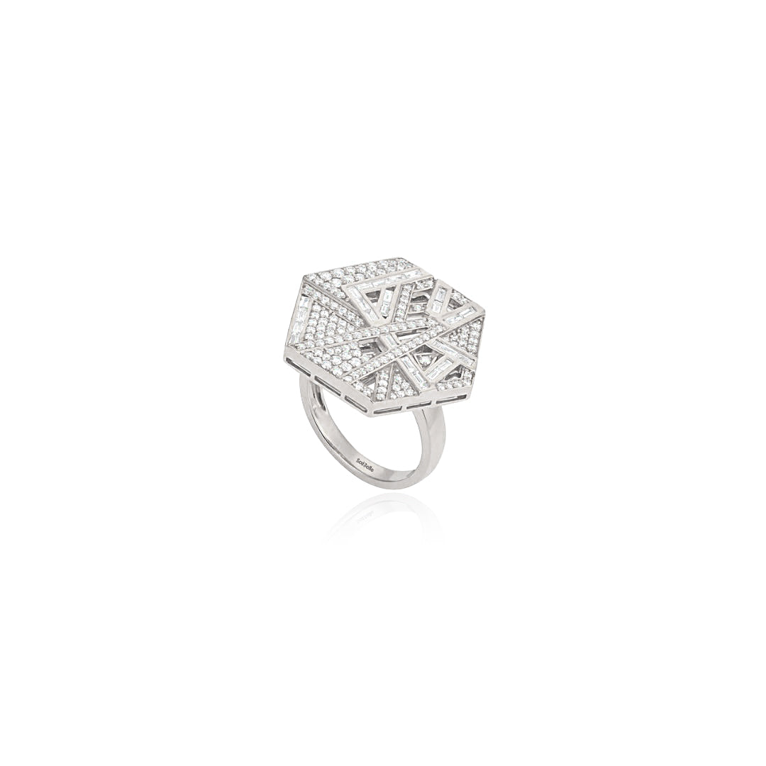 VISTA White Gold Hexagon Diamond Ring