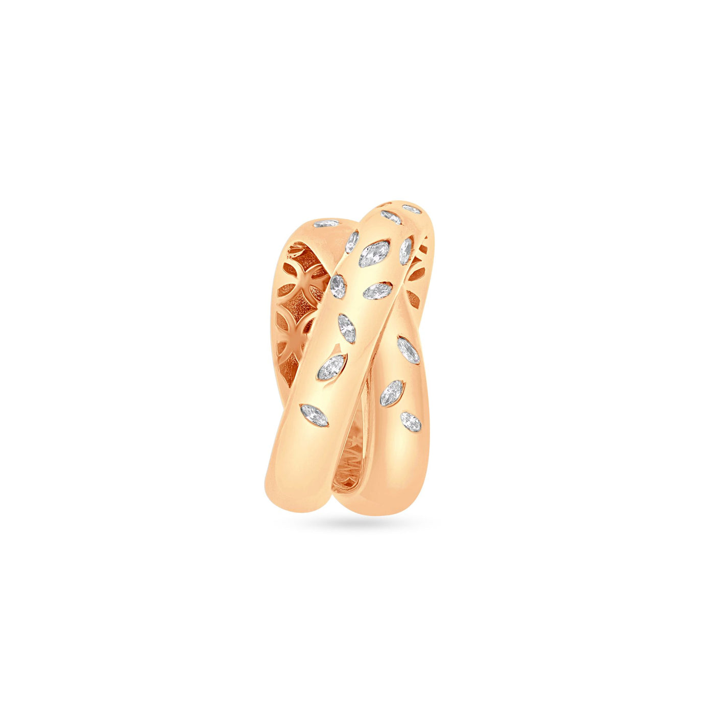 ETOILE Rose gold thick overlapping diamond ring