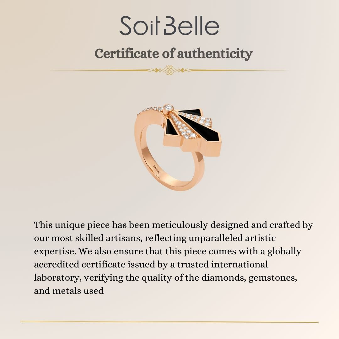 VISTA Rose Gold Onyx Round Diamond 