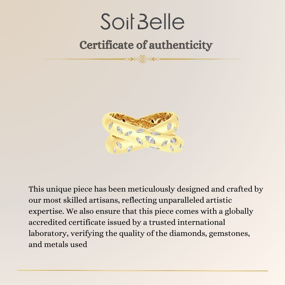 ETOILE yellow gold thick overlapping diamond ring