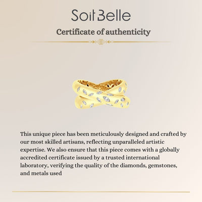 ETOILE yellow gold thick overlapping diamond ring