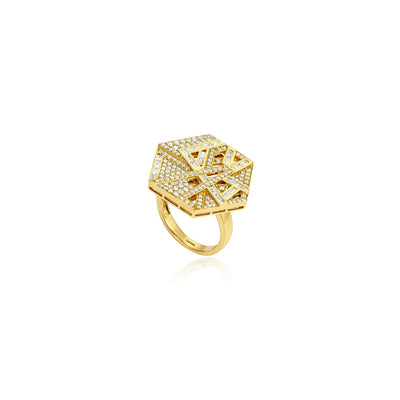  VISTA Yellow Gold Hexagon Diamond Ring