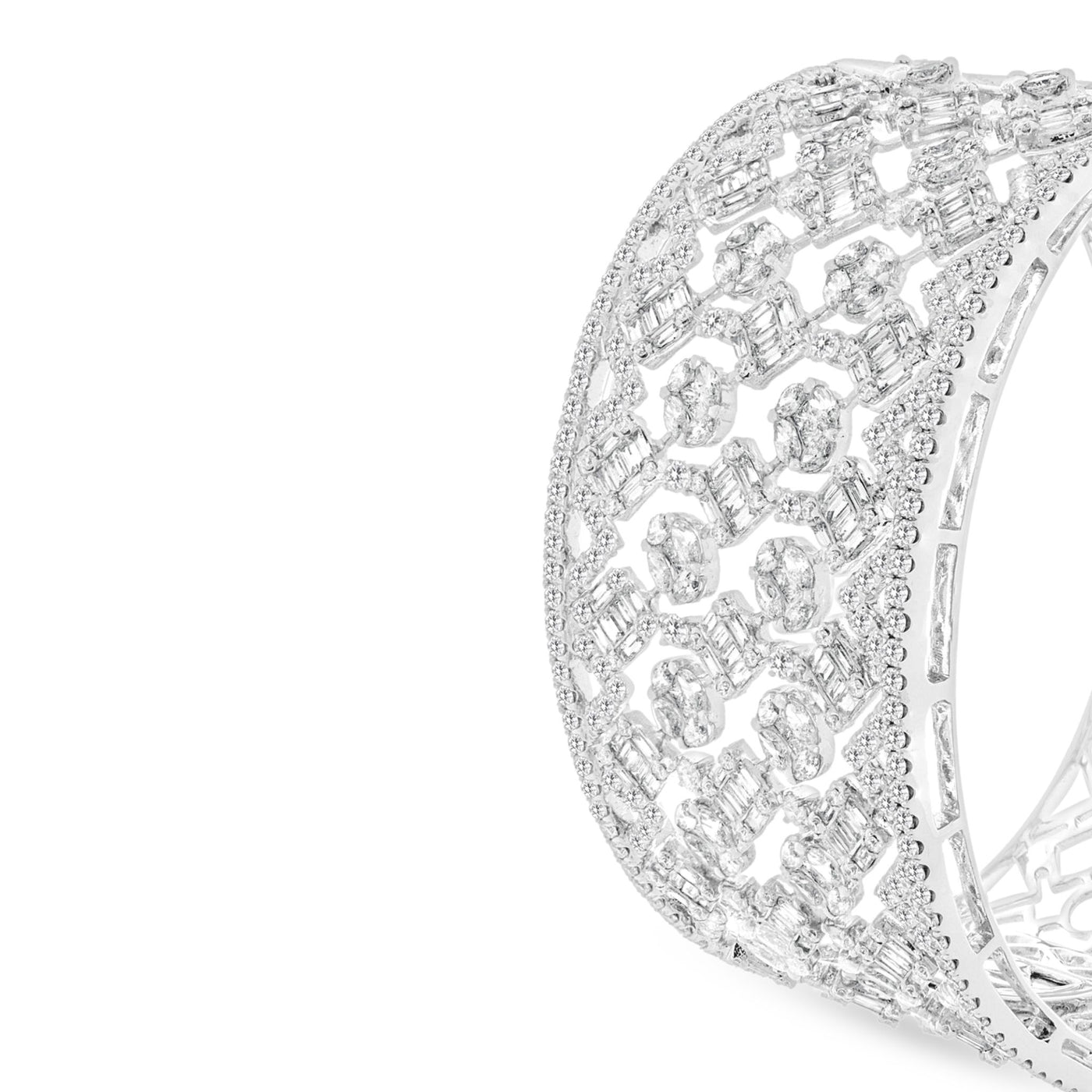 White Gold Thick Diamond Bangle