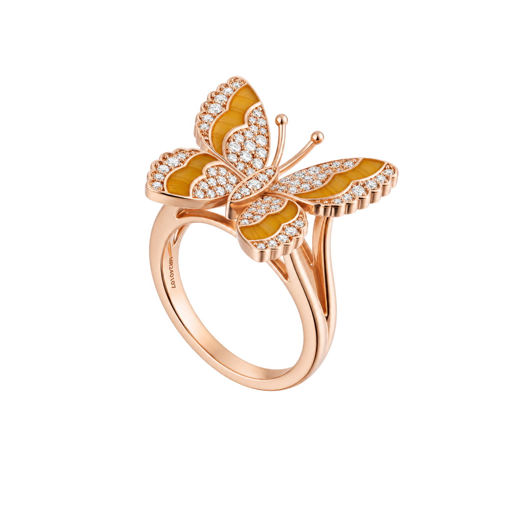 Citrine Diamond Butterfly Ring