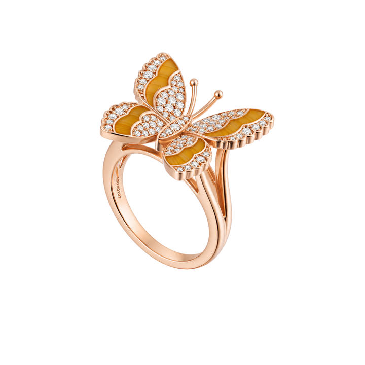Citrine Diamond Butterfly Ring